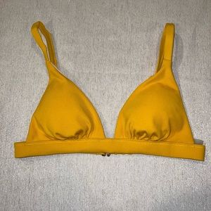 Shade & Shore Women's Swim Yellow Ribbed Triangle Bikini Top